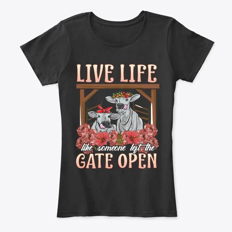 Funny Cow Lover Gift, Left The Gate Open