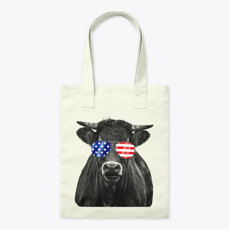 4th July Gifts Vintage Patriot USA Cow