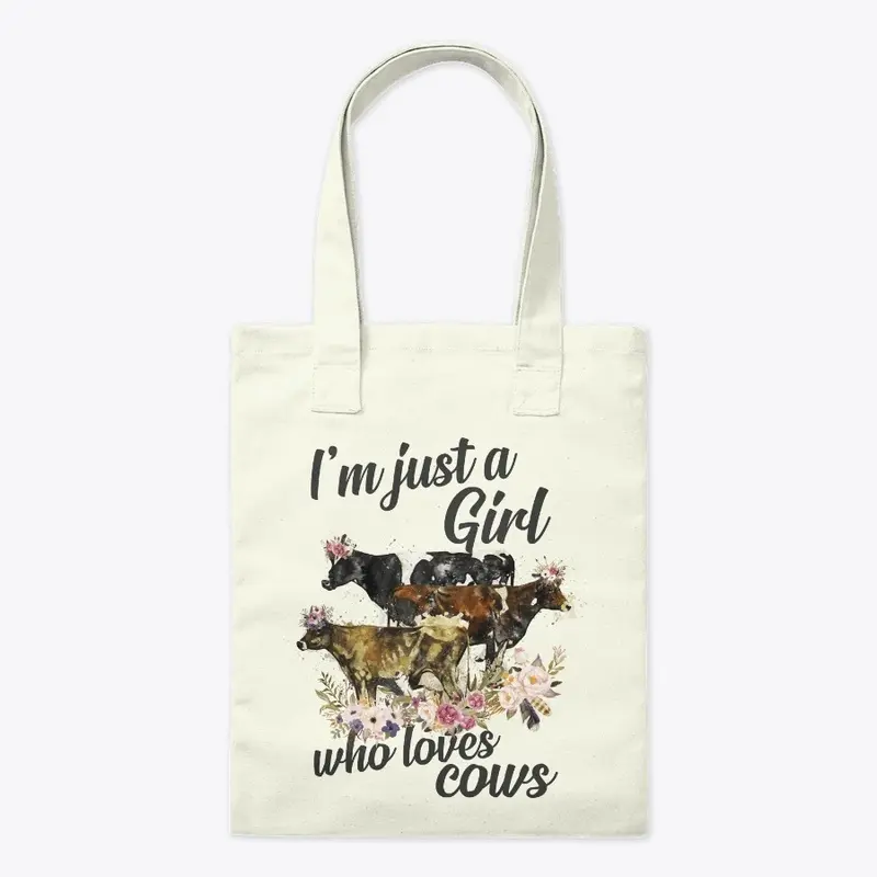 Just Girl Loves Cows Watercolor Style